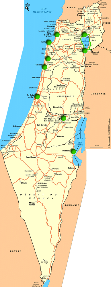 Cliquez sur les points Verts Carte d'Israel